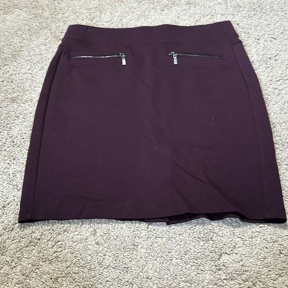 Liverpool Jeans Purple Mini Stretch Zippered Pocket Front Pencil Skirt Size 6 - Picture 1 of 6